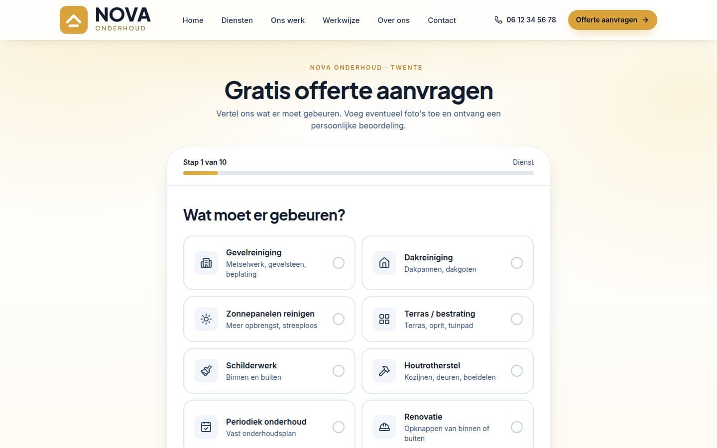 Aanvraagformulier dat de klant zelf invult